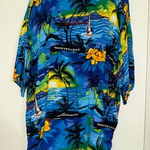 Tropical Blue and Green Graphic Shirt
